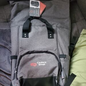 Oniva On The Go Roll-Top Cooler Backpack Grey & Black Cedars Sinai